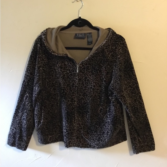 Liz Claiborne Jackets & Blazers - Leopard Print Velour Jacket w/ Hood